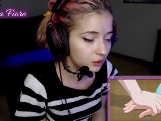 18yo youtuber gets lascivious watching hentai during the stream and masturbates - Emma Fiore