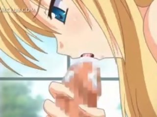 Doux l'anime blond copine en train de manger bite en élite soixante-neuf
