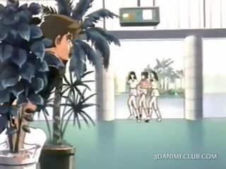Anime School adult clip With Brunette superb Naked lady