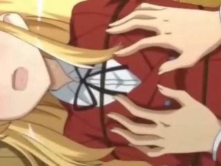 Tenåring anime blondy tar stor dong