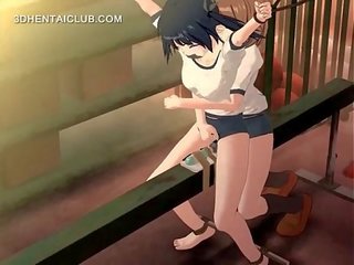 Tied up hentai girlfriend gets cunt vibed hard
