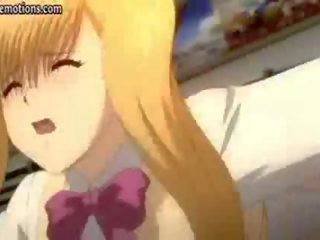 Seductress anime blondīne rīcība deepthroath