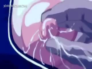 Három forró hogy trot csapok baszás egy aranyos anime alatt víz