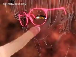 Hentai babe Blowing penis Gets Jizzed On Her Glasses