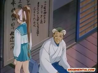 Японська хентай дівчина спіймана і жорсткий poked по старий збоченець gu