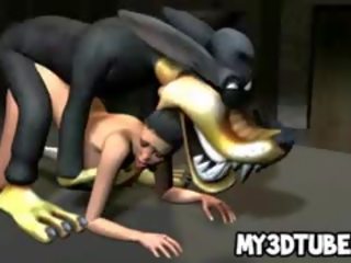 Fabulous 3d رسوم متحركة امرأة سمراء كوكي يحصل على مارس الجنس بواسطة ل الذئب
