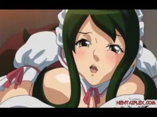 Busty hentai maid hard poking from behind and shov