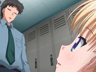 Perverse anime blonde teasing manhood